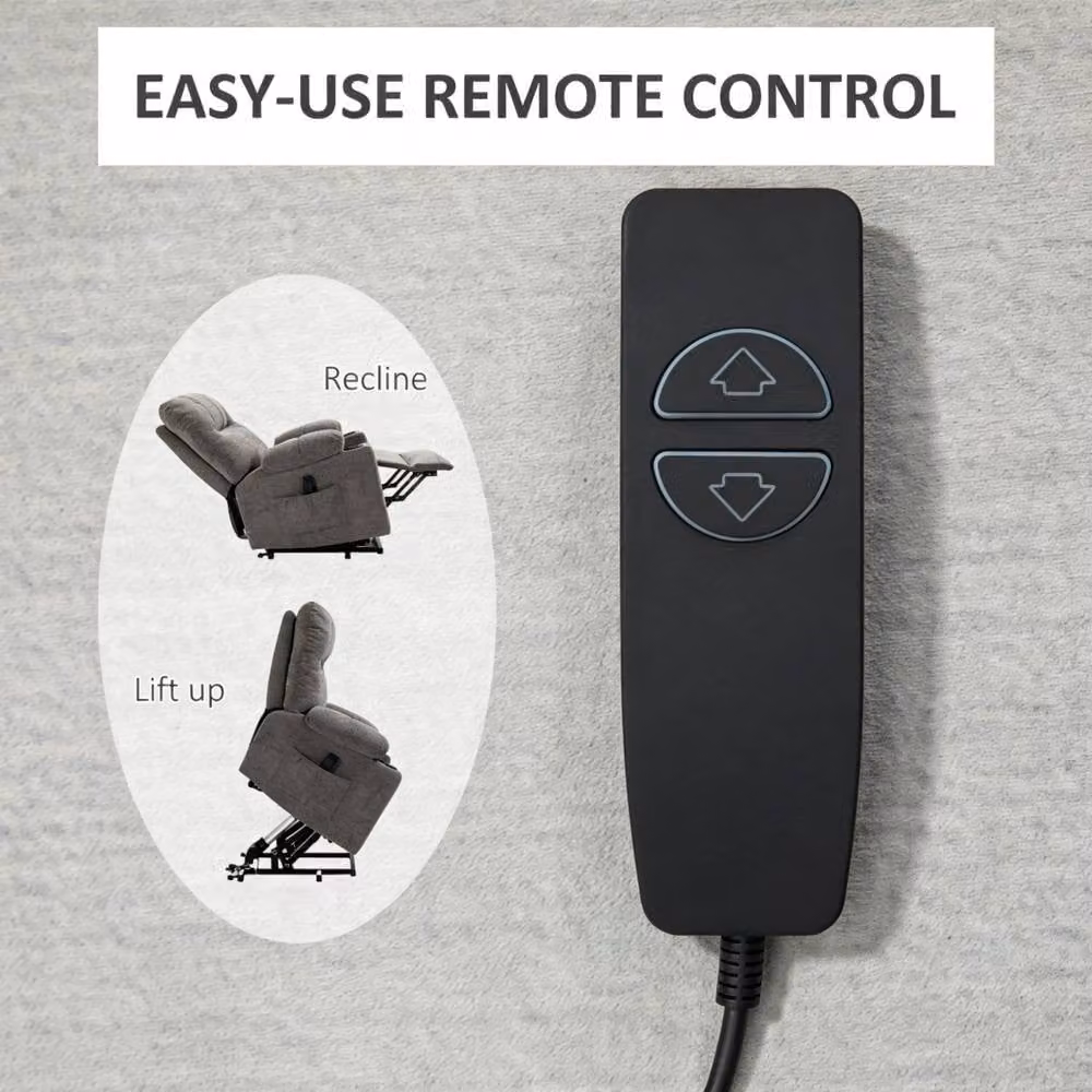 STILVORA Grey Fabric Power Lift Recliner Chair with Remote Control – 8
