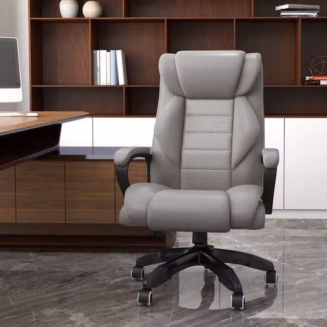 Vinsetto 6 Points Massage Office Chair in Grey with Headrest and Armrests