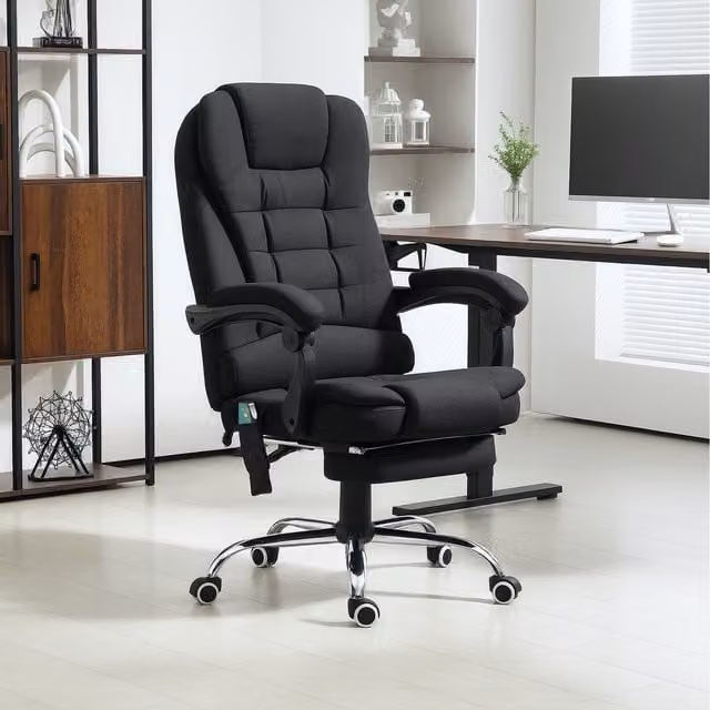 Vinsetto 6 Points Heated Massage Executive Chair in Black Microfibre Fabric