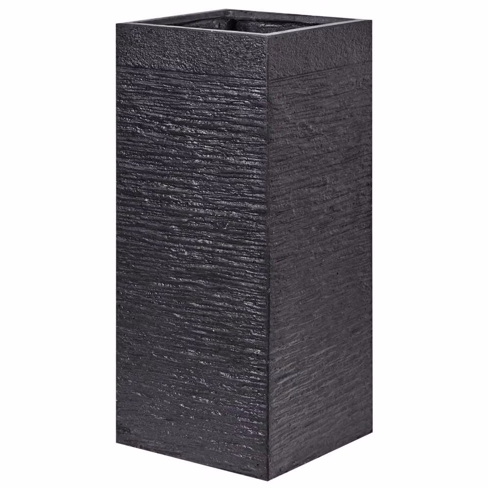 Wyld and Coco Tall Square Fibre Clay Planter, Black, W/D/H: 26 x 26 x 60 cm – 2