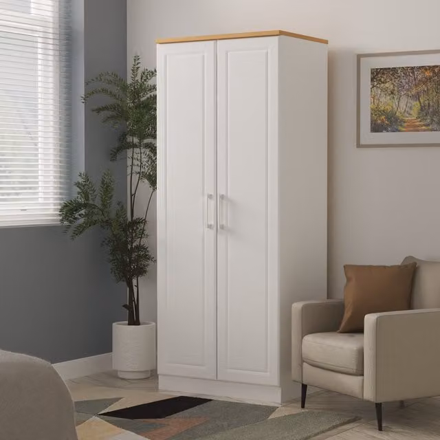 Ready Assembled 2 U Norfolk 2 Door Wardrobe in White Ash and Modern Oak – 1