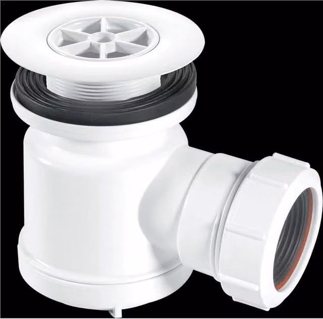 McAlpine STW5-R Round 1.5 inch Plastic Shower Trap with Universal Outlet in White