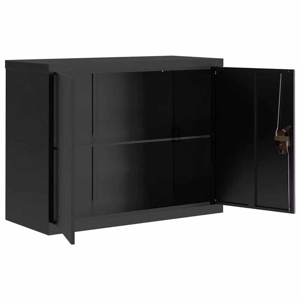 Berkfield Home Black Metal Wall Mounted File Cabinet with Lock and Adjustable Shelves W/D/H: 90 x 40 x 70 cm – 3