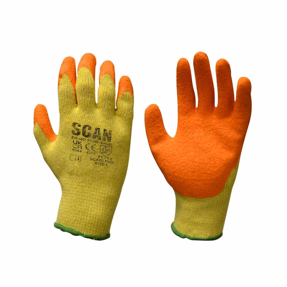 Scan Knitshell Latex Palm Gloves, Orange, Size 9 Large (1 Pair) – 2