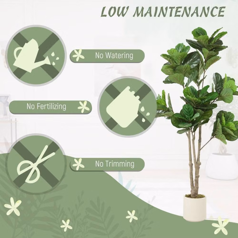 Wyld Haus Pararale Artificial Fiddle Leaf Fig Tree in Green, Height: 180 cm – 5