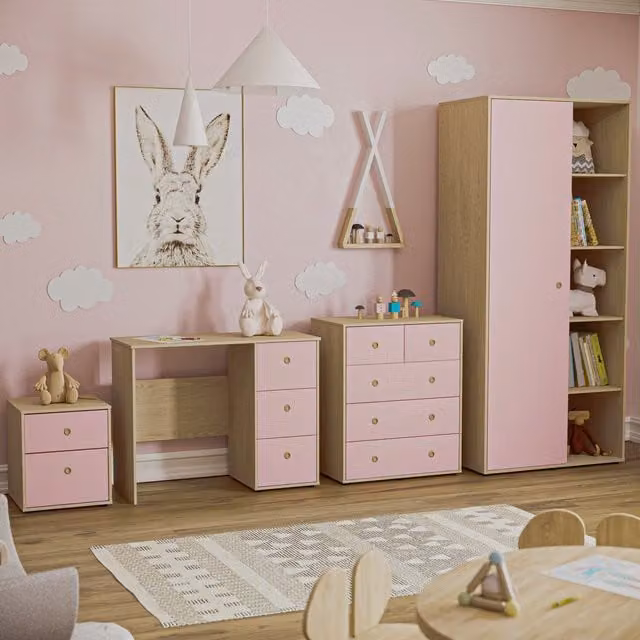 Vida Designs Junior Vida Kids Bedroom Set in Pink and Oak