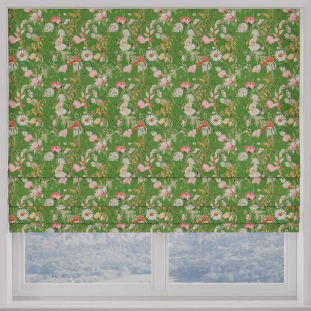 Linda Barker Alda Made to Measure Floral Blackout Roman Blind in Green