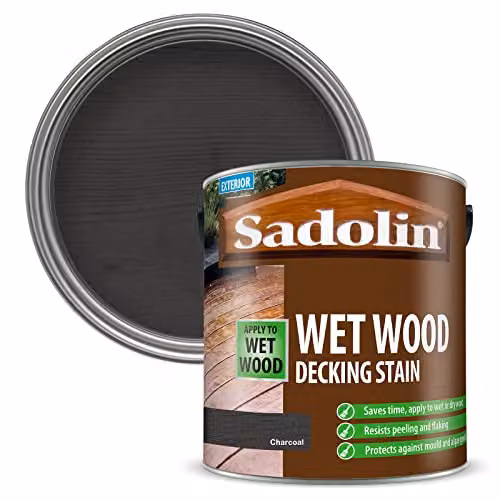 Sadolin Water Based Opaque Wood Decking Stain in Anthracite Black, 2.5L – 2