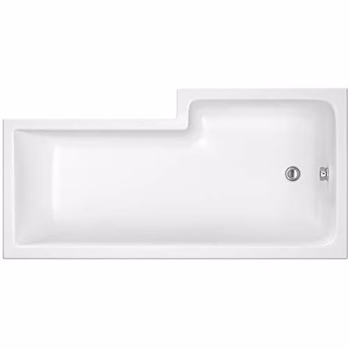 Nuie WBS1785L Modern L-Shaped Square Corner Shower Bath, Left Hand, White, W/D/H: 170 x 85 x 40 cm – 1