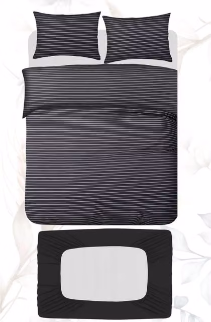 Grace 4 Piece Microfibre Reversible Duvet Cover Set with Fitted Sheet in Black, Anthracite or Grey, W/D/H: 200 x 200 cm – 8