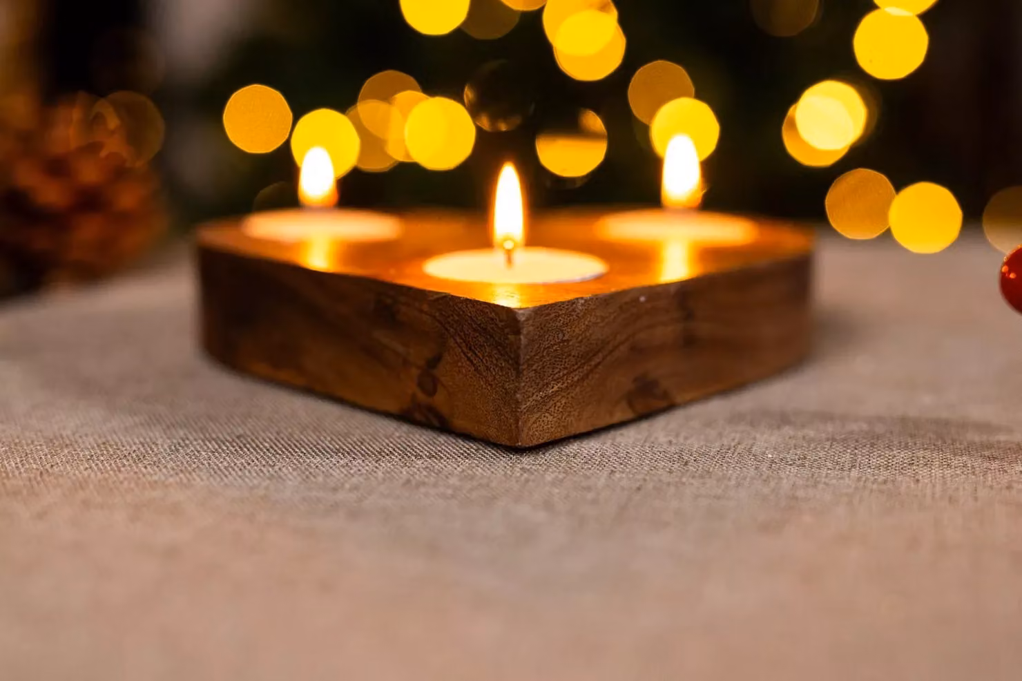 Marco Paul Mango Wood Heart Tealight Holder in Brown – 2