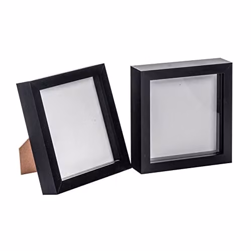 Nicola Spring 3D Shadow Box Photo Frames, Pack of 2, Black, W/D/H: 15 x 15 x 3.5 cm – 1