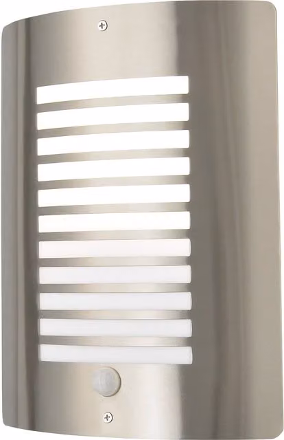 Litecraft Modern Stainless Steel Outdoor Wall Lantern with Motion Sensor in Silver