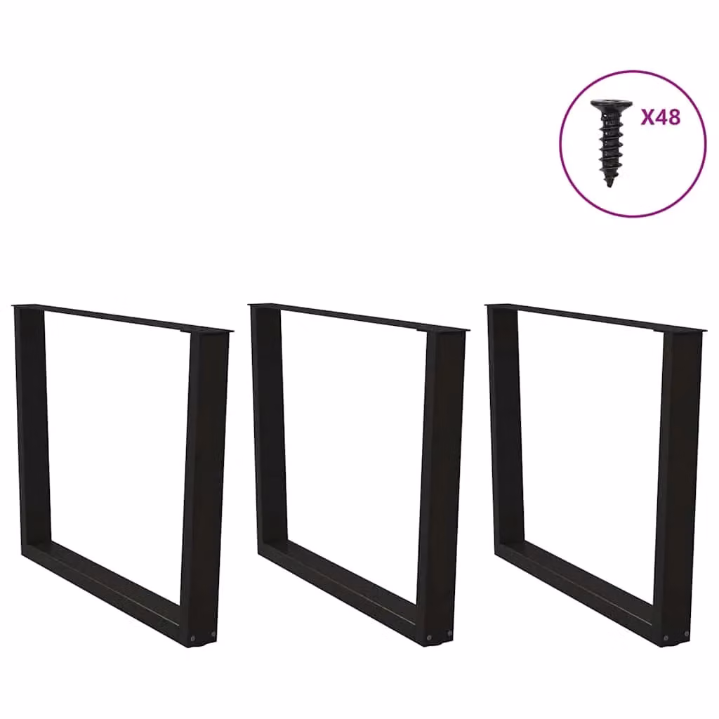 Berkfield Home V-Shape Dining Table Legs, 3 Piece Set, Black Steel, H: 72 cm – 3