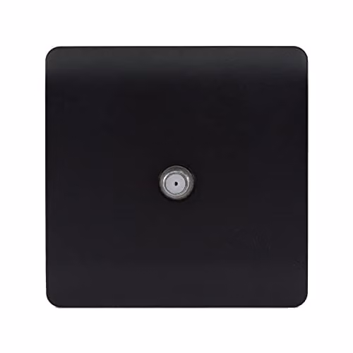 Trendi Switch 1 Gang Flush Mount Satellite Television Socket in Matt Black – 2