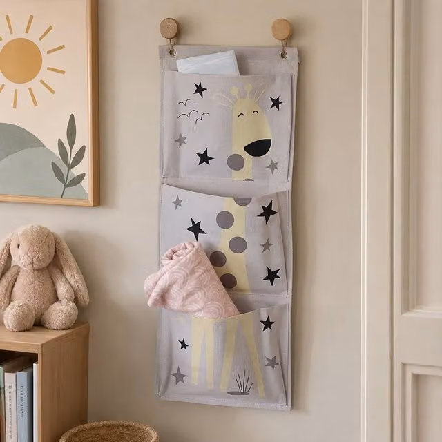 Marco Paul Baby 3 Pocket Wall Hanger in Grey, W: 80 cm, D: 15 cm, H: 15 cm – 1