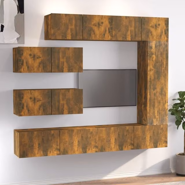 Berkfield Home 7 Piece Smoked Oak TV Cabinet Set in Brown