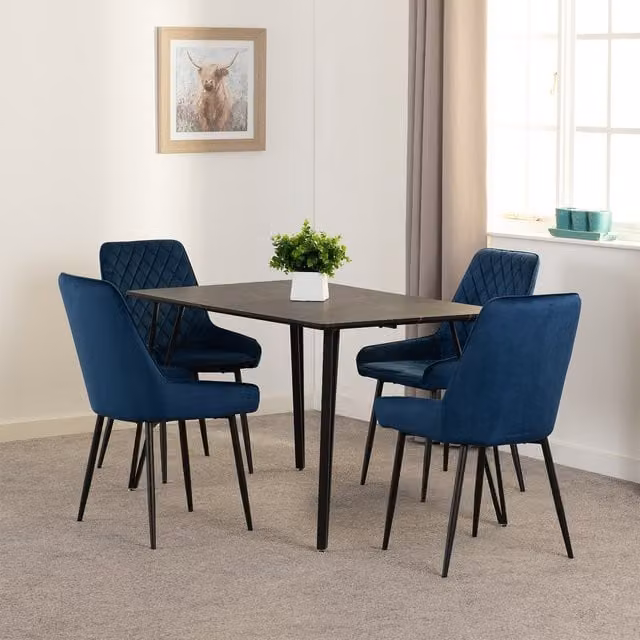 Seconique Modern Rectangular Dining Set with Table and Four Chairs