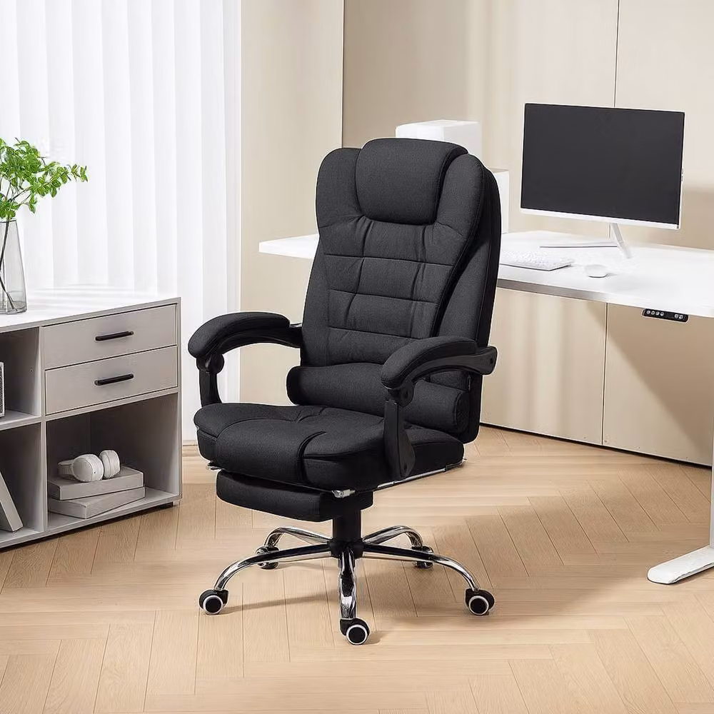 STILVORA Black Executive Massage Office Chair with Reclining Back, Footrest and Headrest – 2