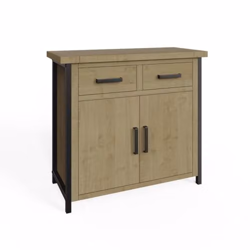 FWStyle Reclaimed Pine 2 Door 2 Drawer Sideboard in Driftwood Finish, W: 100 cm, H: 45 cm, D: 42 cm