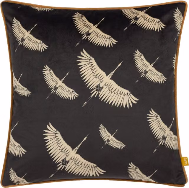 Make it a Home Avalon Velvet Piped Square Cushion in Black and White Polyester