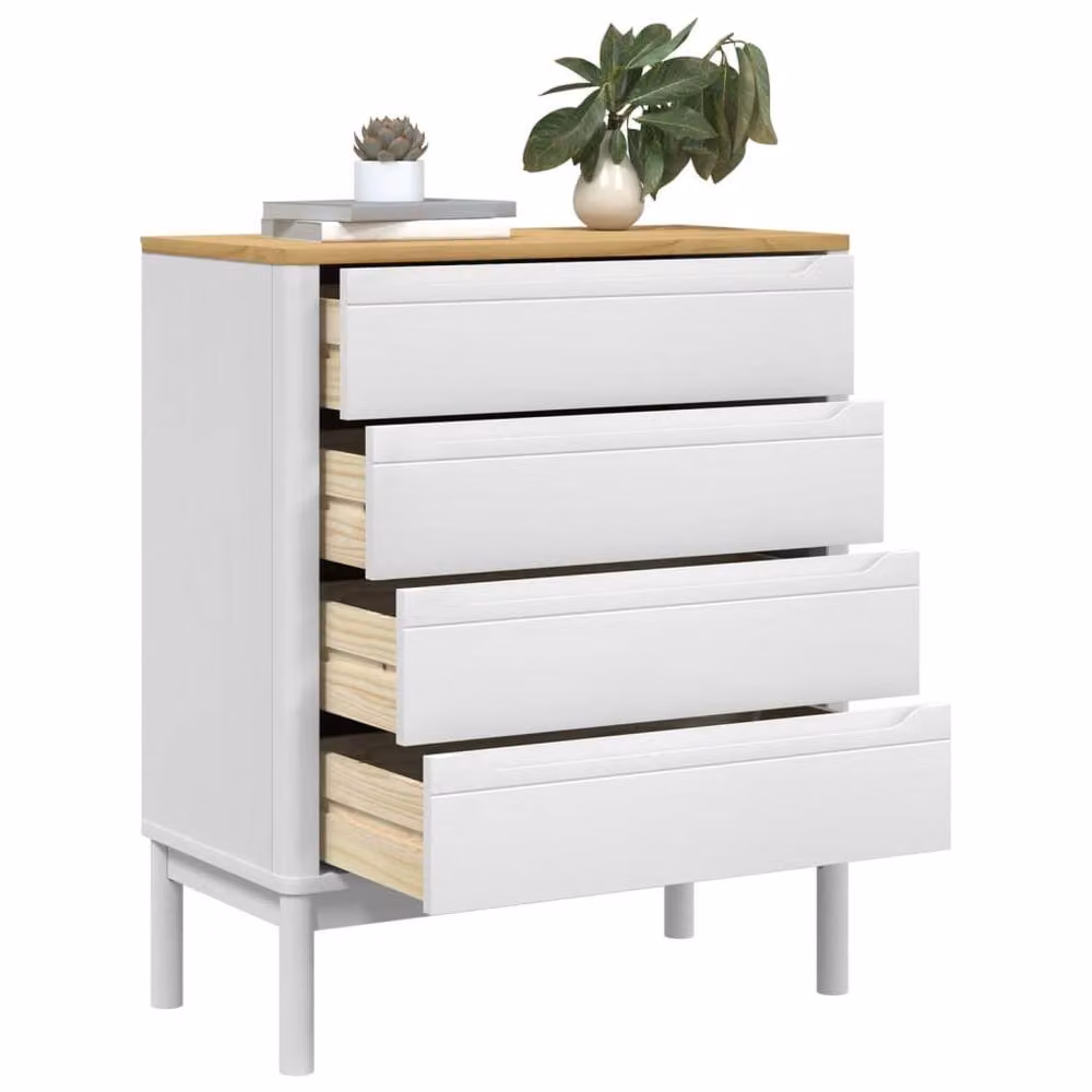 Berkfield Home Floro White Solid Wood Pine Chest of Drawers – 2