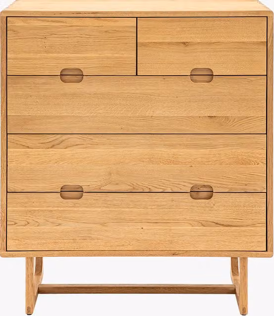 Perch & Parrow Scandinavian Oak 5 Drawer Chest in Sand