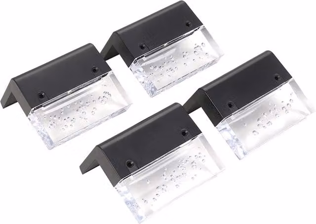 Livingandhome Set of 4 Solar-Powered RGBW Outdoor Wall Lights in Black