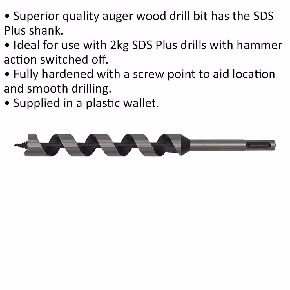 Loops SDS Plus Auger Wood Drill Bit, Silver and Multicolour, Diameter: 20 mm, Length: 235 mm – 2