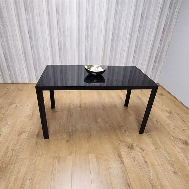 Kosy Koala Modern Black Glossy Glass 6 Seater Rectangular Dining Table