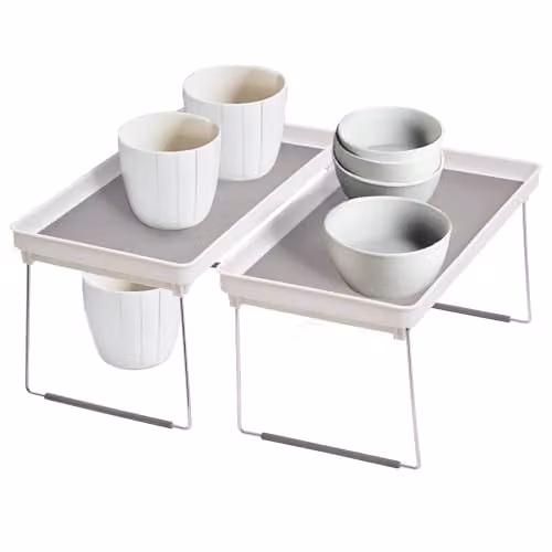 Orsina Set of 2 Adjustable Kitchen Shelf Inserts in Grey or White – 1