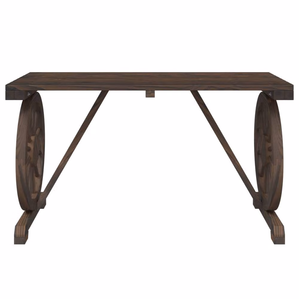 Berkfield Home Rustic Brown Solid Wood Fir Garden Table, W/D/H: 115 x 55 x 65 cm – 4