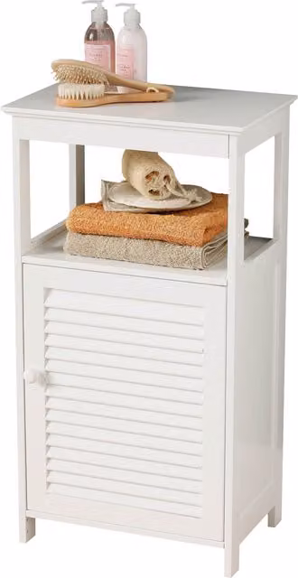 Orsina White Wood Roll Shutter Bathroom Floor Cabinet