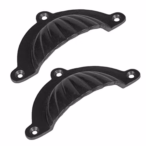 Hammer and Tongs Matt Black Fluted Iron Cabinet and Drawer Pull Handles, Pack of 2