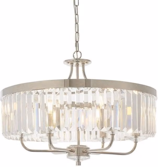 Netlighting ASCOLI Dimmable Modern 6 Light Glass Ceiling Pendant in Grey and Chrome – 1