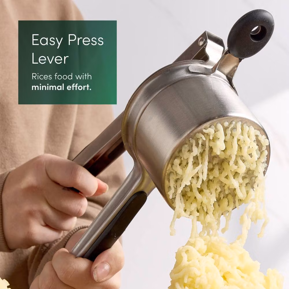 Emperial Potato Ricer with Ergonomic Soft Grip, Stainless Steel and Silicone, Silver – 4