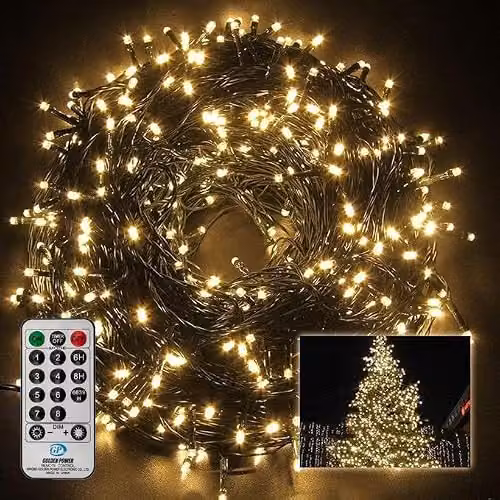 SHATCHI 480 LED Warm White Fairy String Lights with Remote Control and Timer, Waterproof IP44 Outdoor and Indoor Decorations – 5