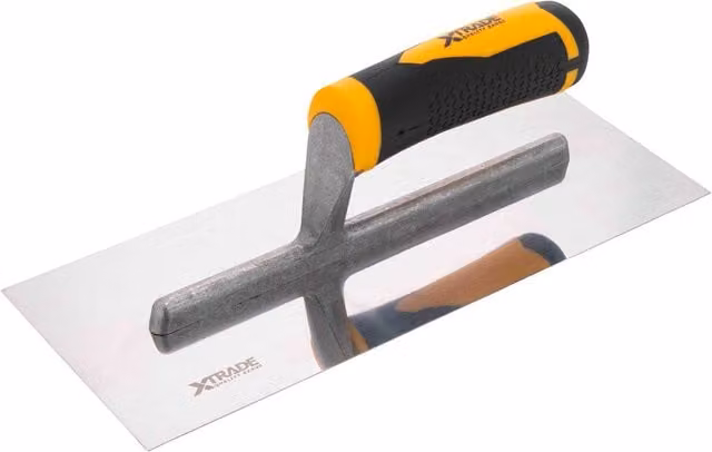 XTrade Stainless Steel Plasterers Finishing Trowel in Silver and Black