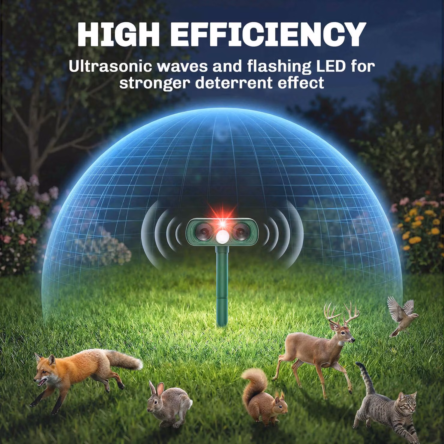 Outsunny Solar Ultrasonic Cat Repellent with PIR Motion Sensor and LED Flash, Green – 4