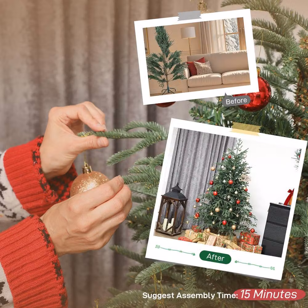 STILVORA Green Christmas Tree with Hinged Branches, Height: 152 cm – 7