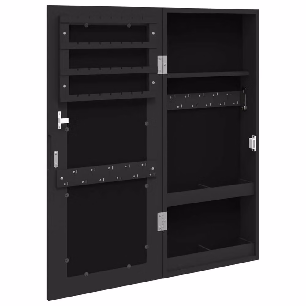 Berkfield Home Wall Mounted Mirror Jewellery Cabinet in Black, W/D/H: 30 x 8.5 x 67 cm – 5
