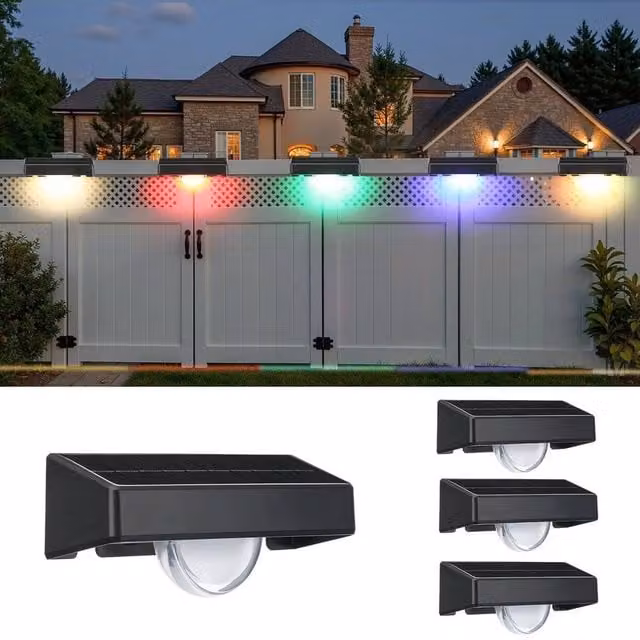 Kelvenix Set of 4 Solar Powered LED Garden Wall Lights in Black