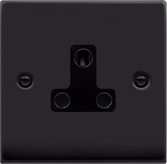 SE HOME Matt Black 1 Gang 5A Round Pin Flush Socket Plate