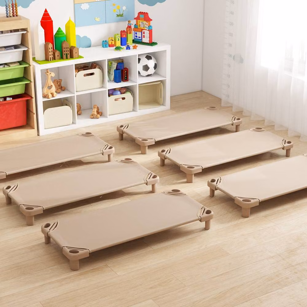 Gymax 6 Piece Stackable Daycare Toddler Rest Mats with Detachable Cloth in Beige – 2