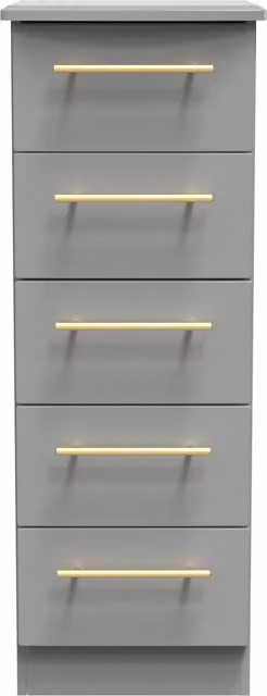 Haworth Ready Assembled 5 Drawer Tallboy in Dusk Grey