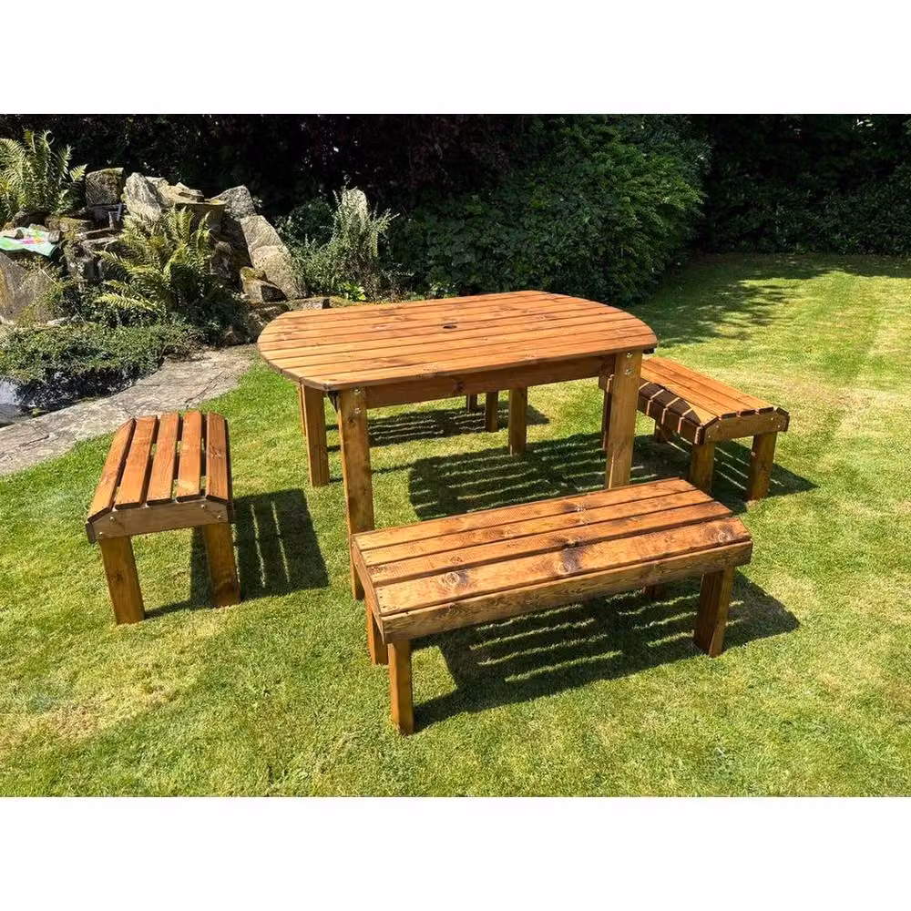 Charles Taylor Knights Six Seater Rectangular Garden Furniture Set in Rustic Brown Wood – 2