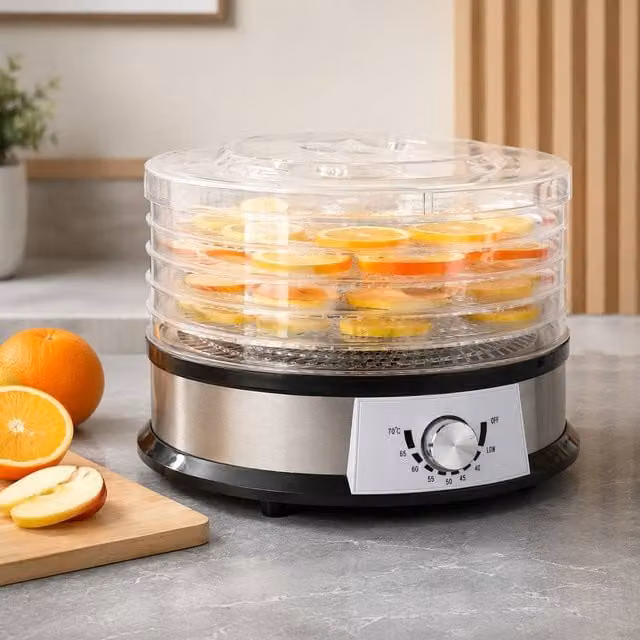 STILVORA Food Dehydrator with Five Stainless Steel Stacking Trays in Silver – 1