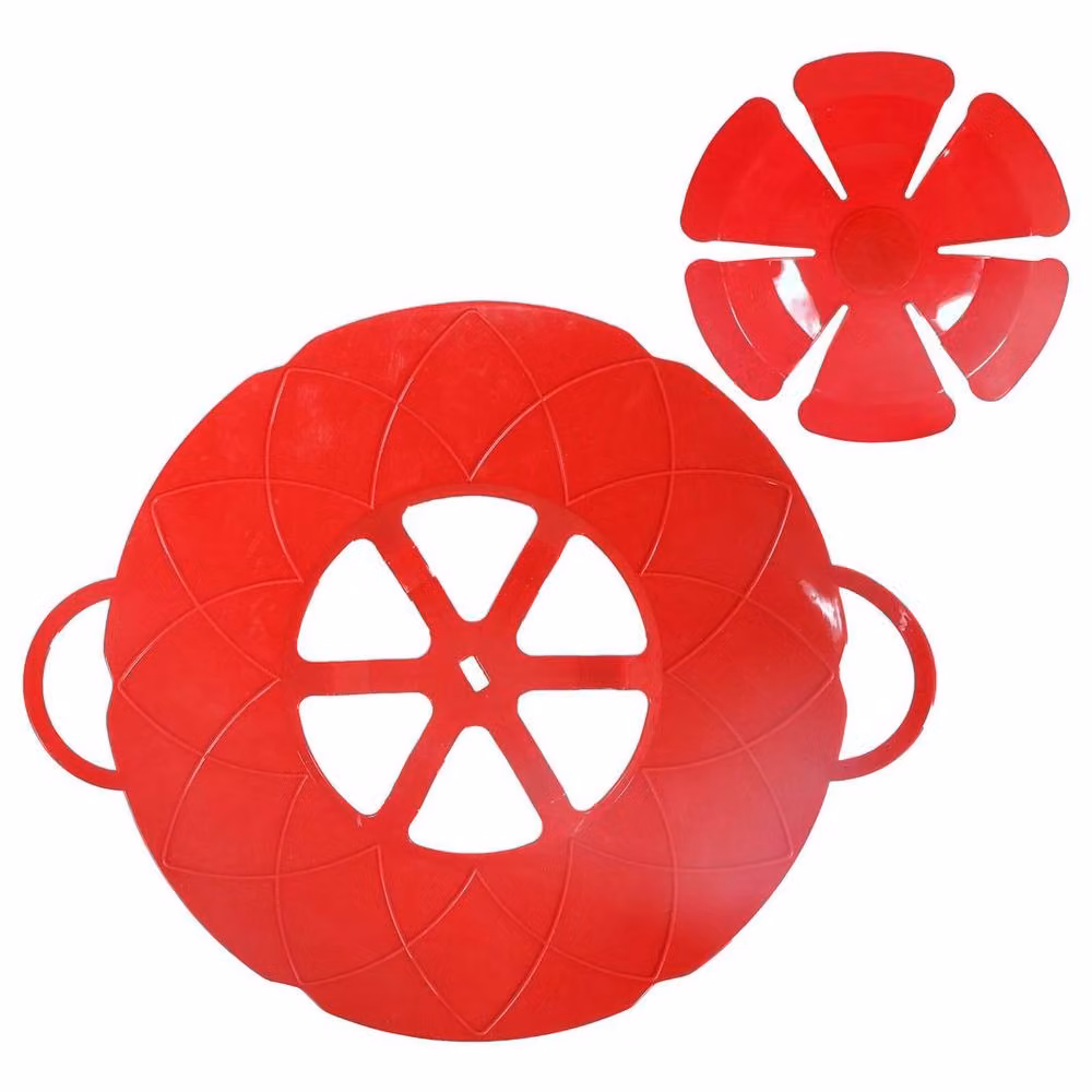 SPETLEK Red Silicone Round Pan Lid Splash Guard for Saucepan and Pot Steamer – 2