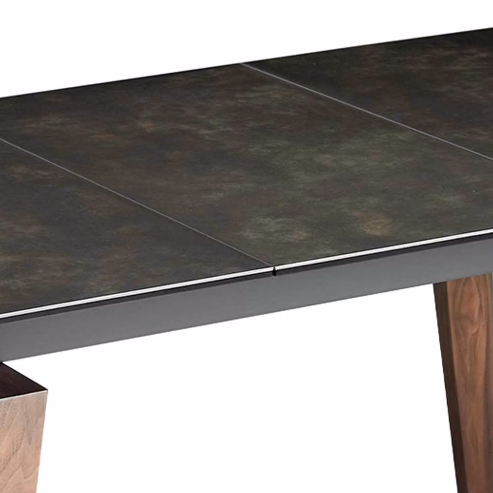 Angel Cerda Modern Rectangular Extendable Dining Table in Brown Walnut with Ceramic Marble Effect Top W/D/H: 180 x 90 x 75 cm – 7