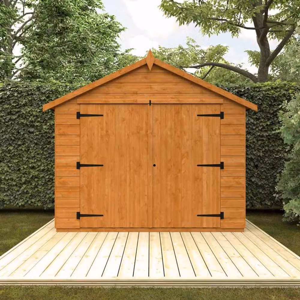 Buttercup Farm Apex Compact 12mm Solid Wood Shed in Orange with Double Doors – 2